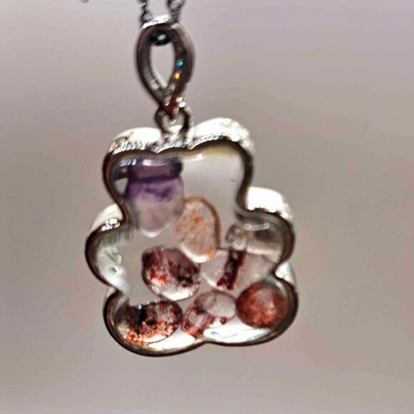Floating Nature Super Seven Crystals Silver Bear Pendant Necklace - Picture 3 of 10